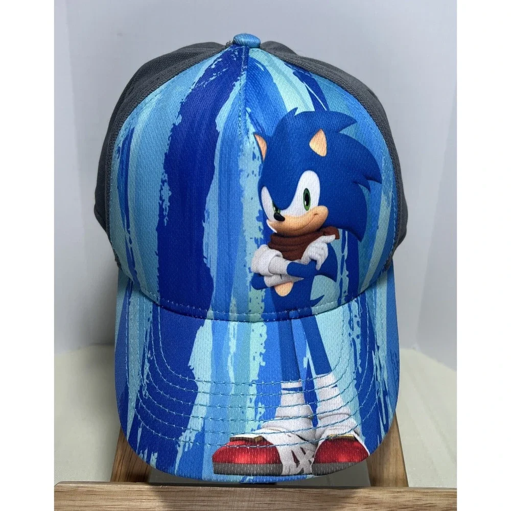Sonic The Hedgehog Hat YOUTH Cap Blue SEGA BOOM Watercolor All Over Dye Snapback